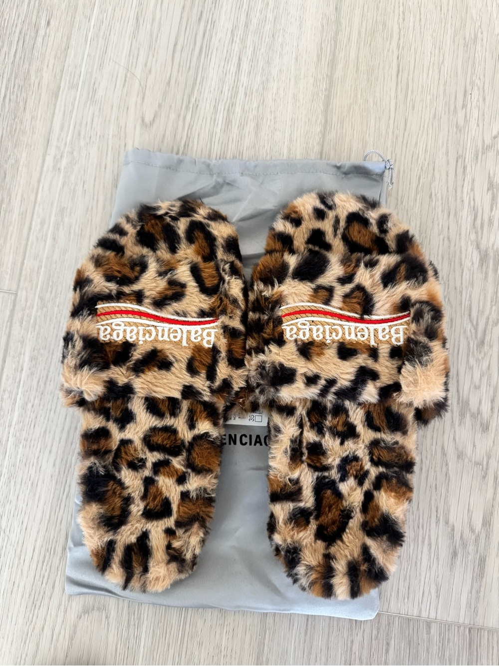 Balenciaga Leopard-Print Furry Slide Sandals
